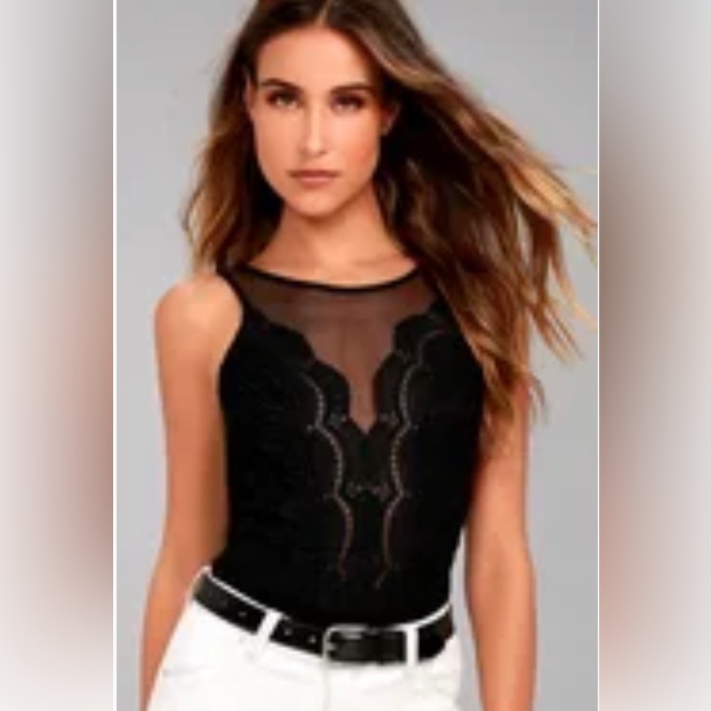 Lulu’s black mesh body suit